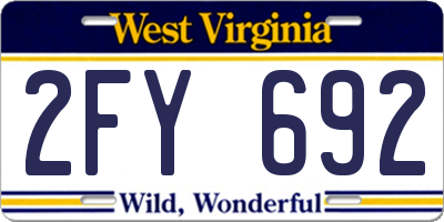 WV license plate 2FY692