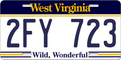 WV license plate 2FY723