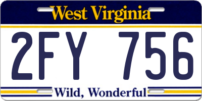 WV license plate 2FY756