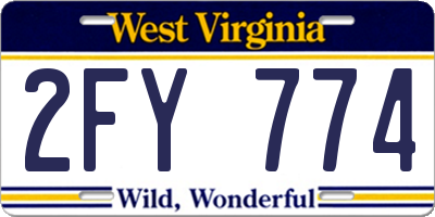 WV license plate 2FY774
