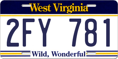 WV license plate 2FY781