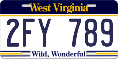 WV license plate 2FY789