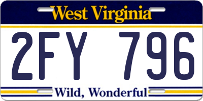 WV license plate 2FY796