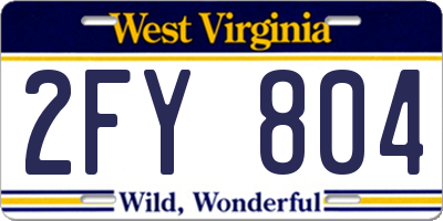 WV license plate 2FY804
