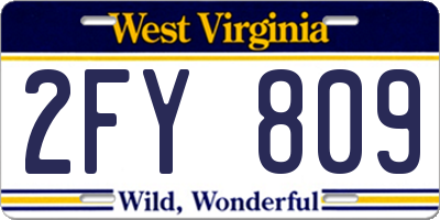 WV license plate 2FY809