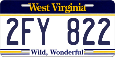 WV license plate 2FY822