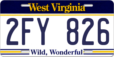 WV license plate 2FY826