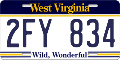 WV license plate 2FY834