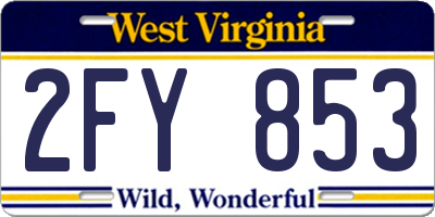 WV license plate 2FY853