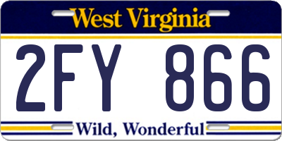 WV license plate 2FY866