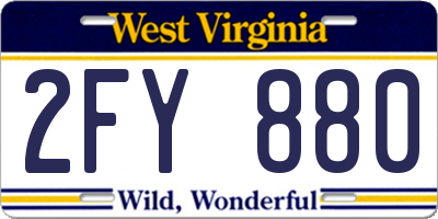 WV license plate 2FY880