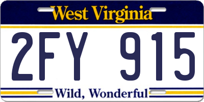WV license plate 2FY915