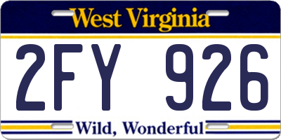 WV license plate 2FY926