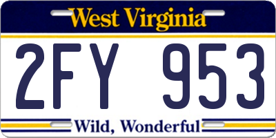 WV license plate 2FY953