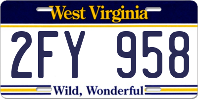 WV license plate 2FY958