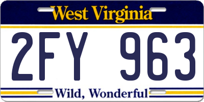 WV license plate 2FY963