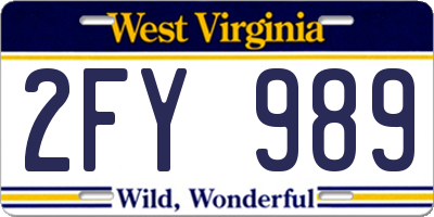 WV license plate 2FY989