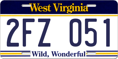 WV license plate 2FZ051