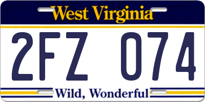 WV license plate 2FZ074