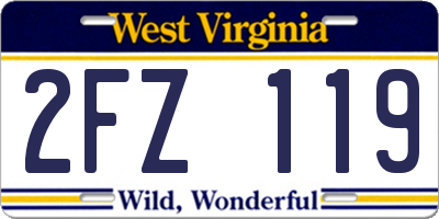 WV license plate 2FZ119