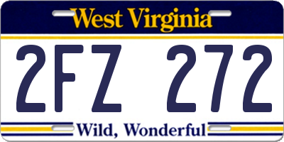 WV license plate 2FZ272