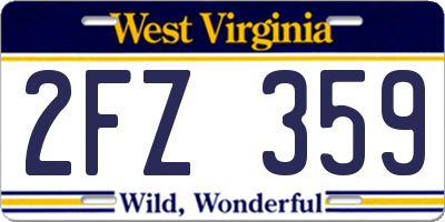 WV license plate 2FZ359