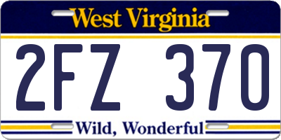 WV license plate 2FZ370
