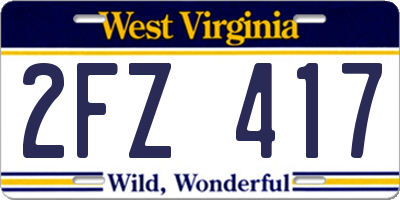 WV license plate 2FZ417