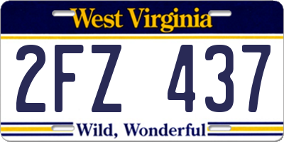 WV license plate 2FZ437