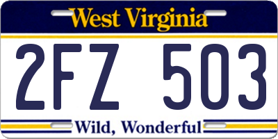 WV license plate 2FZ503