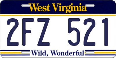WV license plate 2FZ521