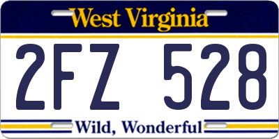 WV license plate 2FZ528
