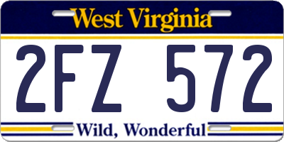 WV license plate 2FZ572
