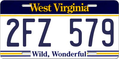 WV license plate 2FZ579