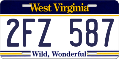 WV license plate 2FZ587