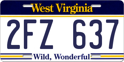 WV license plate 2FZ637