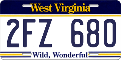 WV license plate 2FZ680