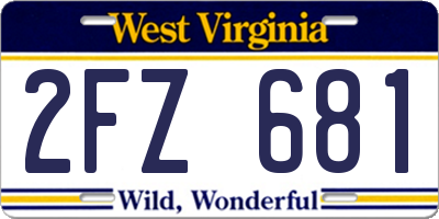 WV license plate 2FZ681