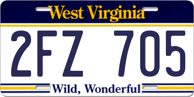 WV license plate 2FZ705