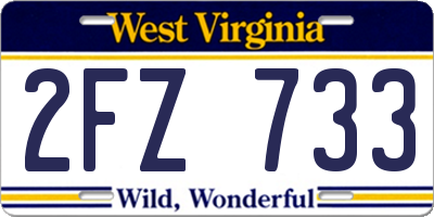 WV license plate 2FZ733