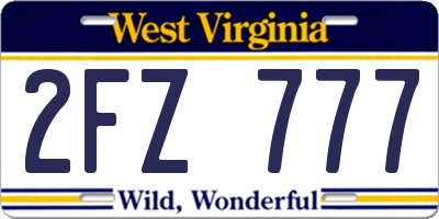 WV license plate 2FZ777