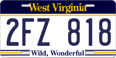 WV license plate 2FZ818