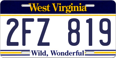 WV license plate 2FZ819