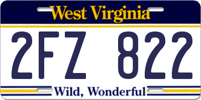 WV license plate 2FZ822