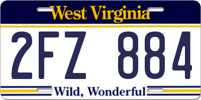 WV license plate 2FZ884