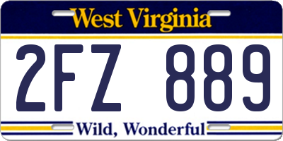 WV license plate 2FZ889