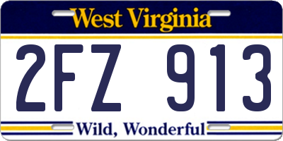 WV license plate 2FZ913