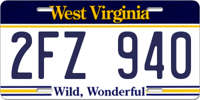 WV license plate 2FZ940