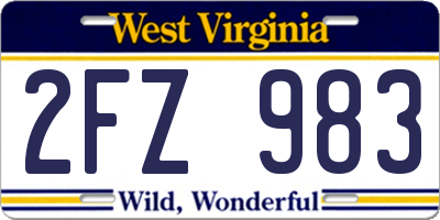 WV license plate 2FZ983