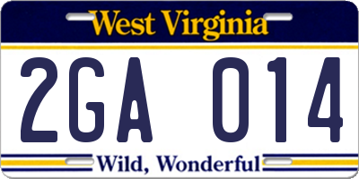 WV license plate 2GA014